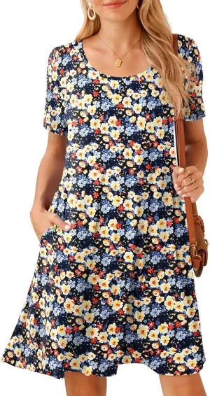 BELAROI Womens Plus Size Casual Dresses Summer Tshirt Dress Swing Short Sleeve Vacation Beach Coverup