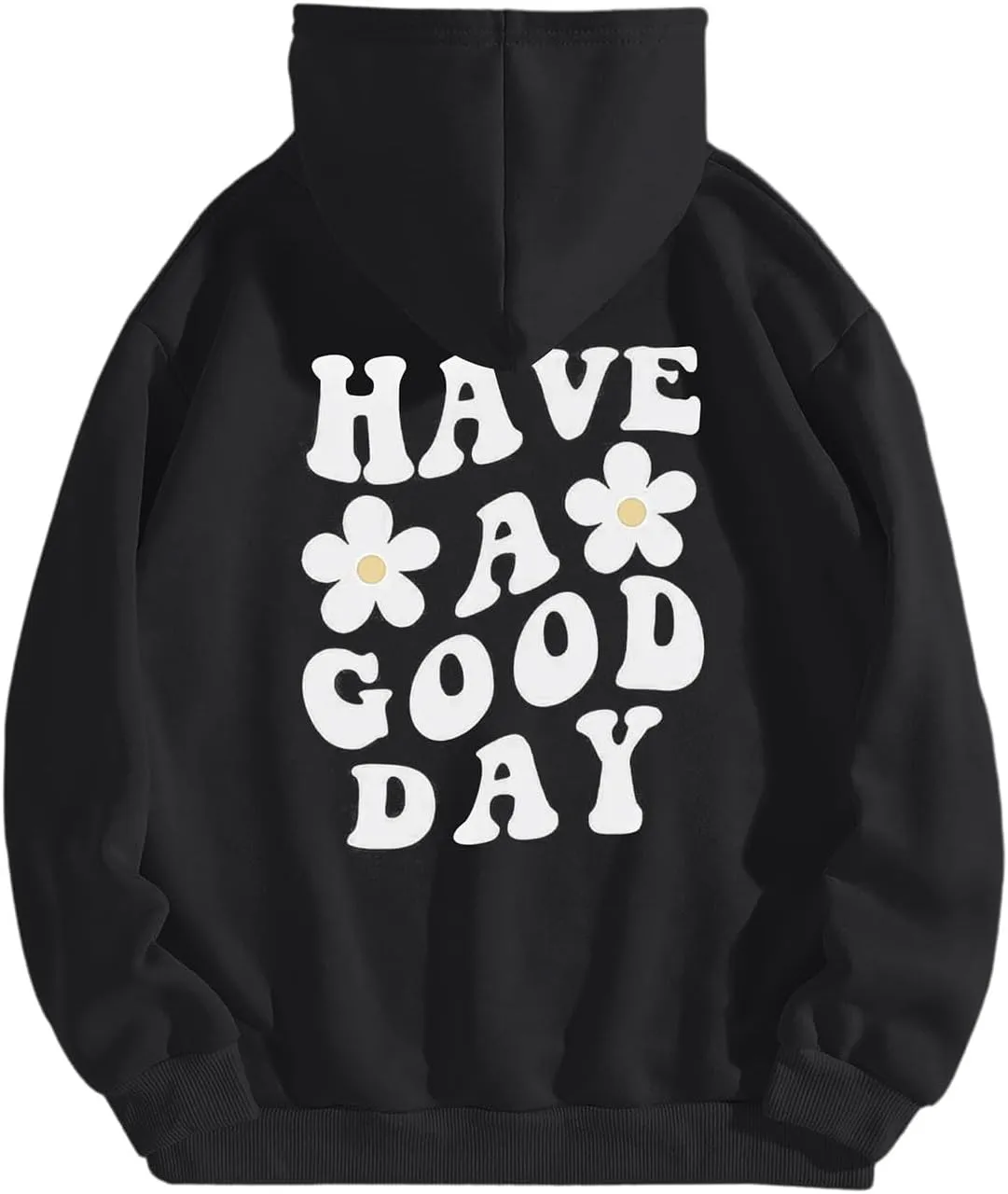 Bobeutou Women Oversized Letter Graphic Print Aesthetic Hoodies Preppy Hooded Sweatshirt Trendy Fleece Hoodie Pullover Top