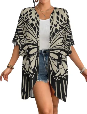 Bsubseach Womens Kimono Cardigan Open Front Bathing Suit Cover Up Half Sleeve Cardigans Casual Beach Top