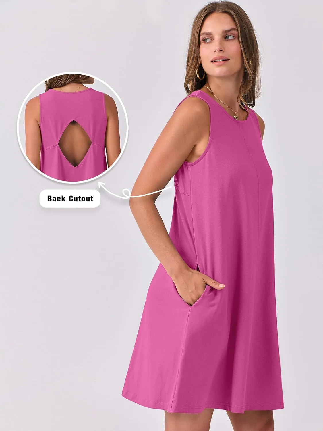 Caracilia Women Summer Casual Dresses Sleeveless Cutout Back Tank Beach Swimsuit Coverup 2025 Mini Sundress Swimwear