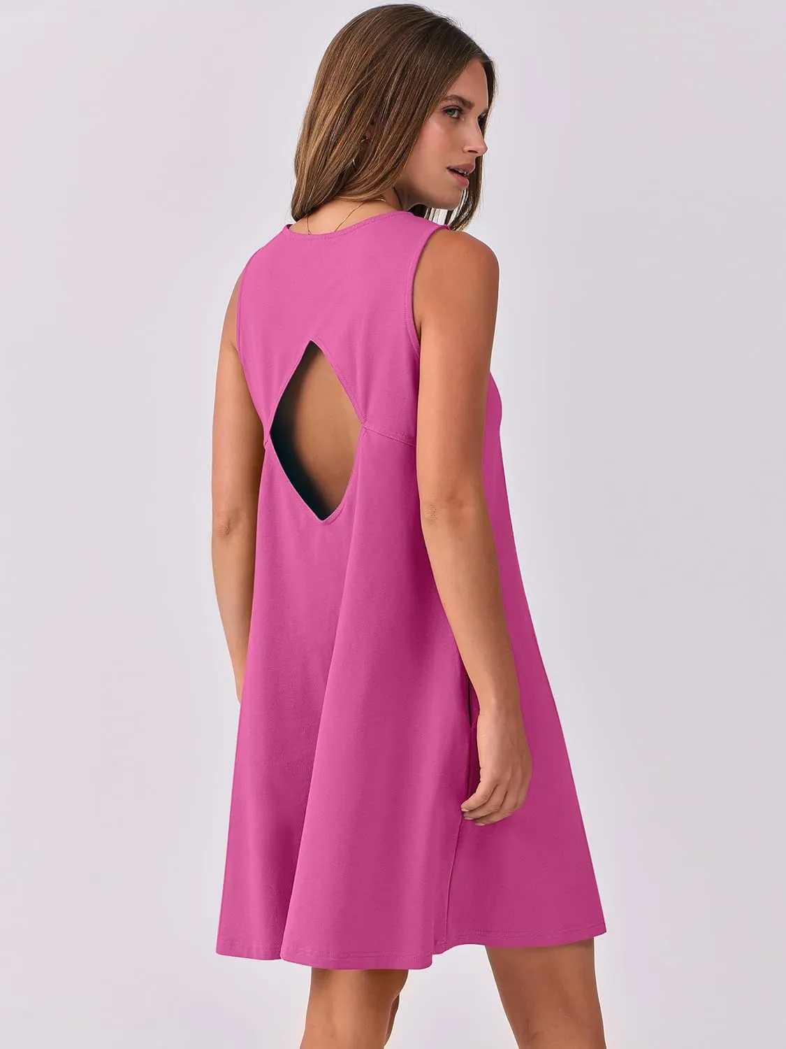 Caracilia Women Summer Casual Dresses Sleeveless Cutout Back Tank Beach Swimsuit Coverup 2025 Mini Sundress Swimwear