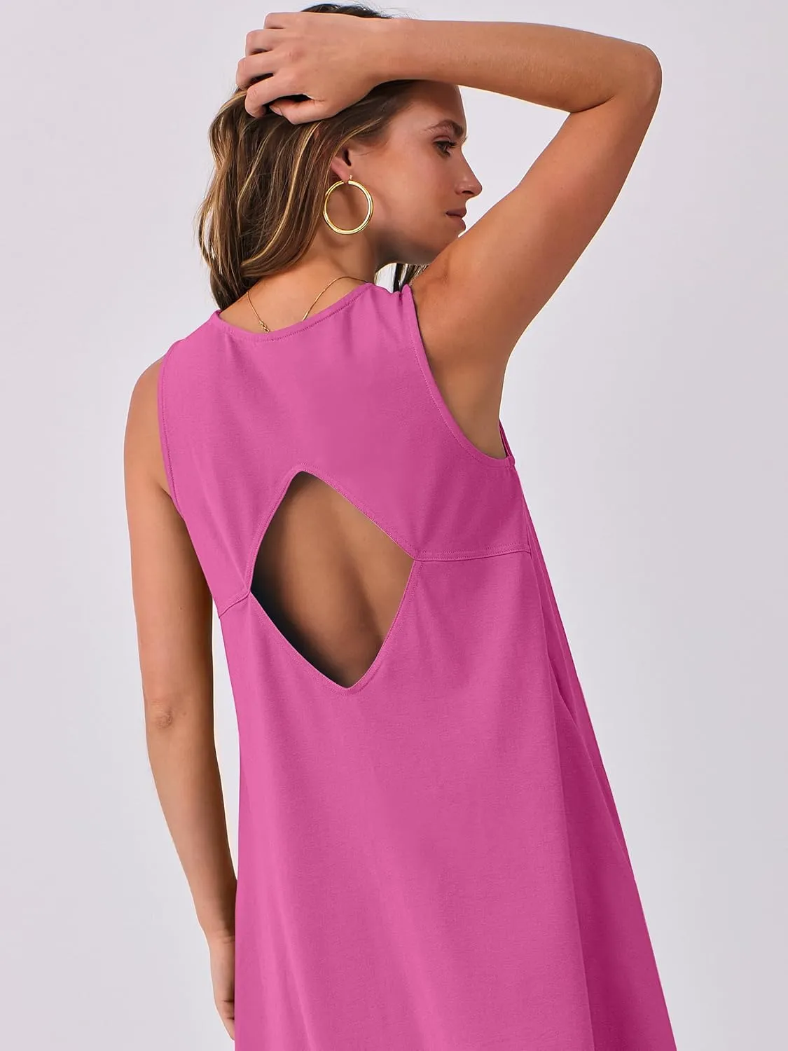 Caracilia Women Summer Casual Dresses Sleeveless Cutout Back Tank Beach Swimsuit Coverup 2025 Mini Sundress Swimwear