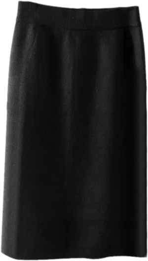 Casual Long Bodycon Thick Sweater Midi Skirt, Autumn Winter Split Back Warm Mid-Length Slim Knit Skirt
