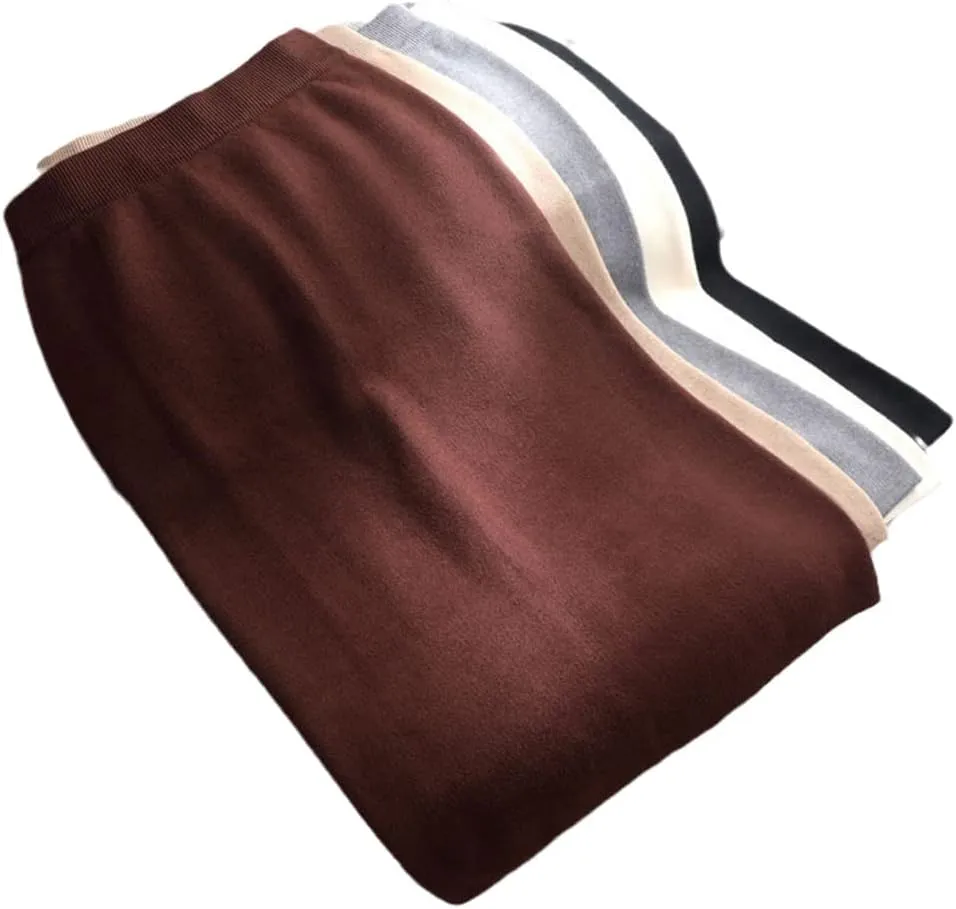 Casual Long Bodycon Thick Sweater Midi Skirt, Autumn Winter Split Back Warm Mid-Length Slim Knit Skirt