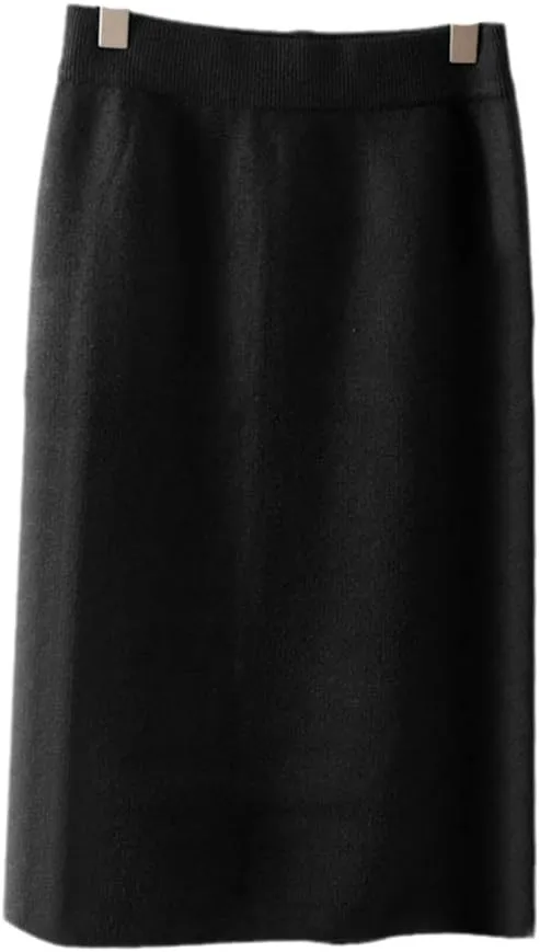 Casual Long Bodycon Thick Sweater Midi Skirt, Autumn Winter Split Back Warm Mid-Length Slim Knit Skirt