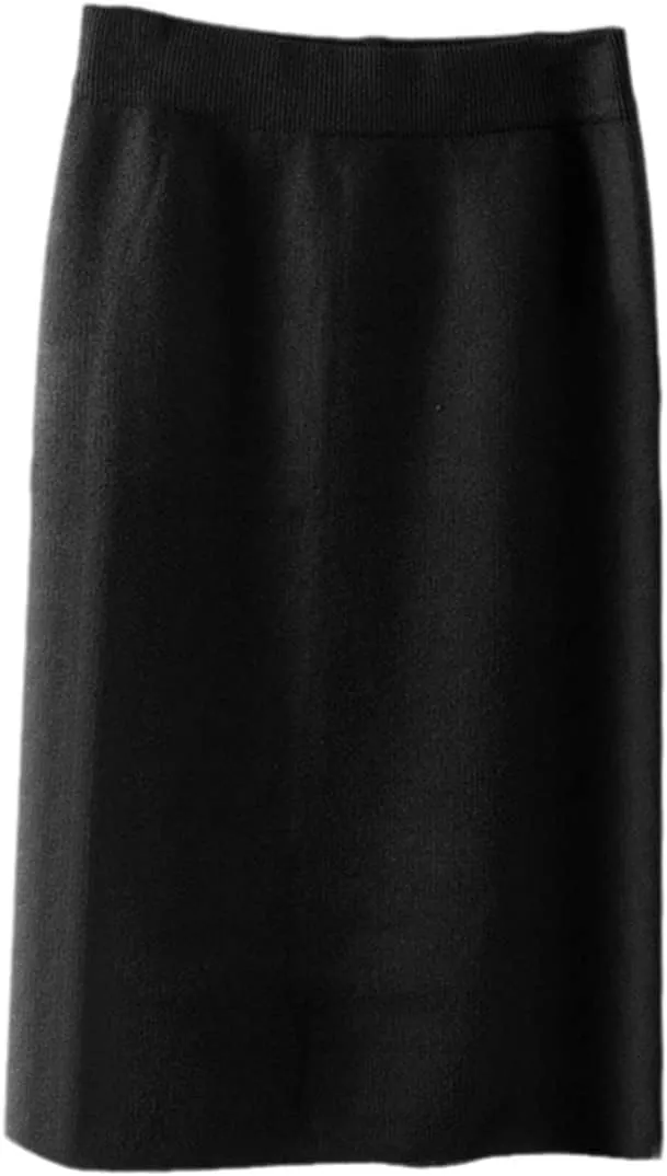 Casual Long Bodycon Thick Sweater Midi Skirt, Autumn Winter Split Back Warm Mid-Length Slim Knit Skirt