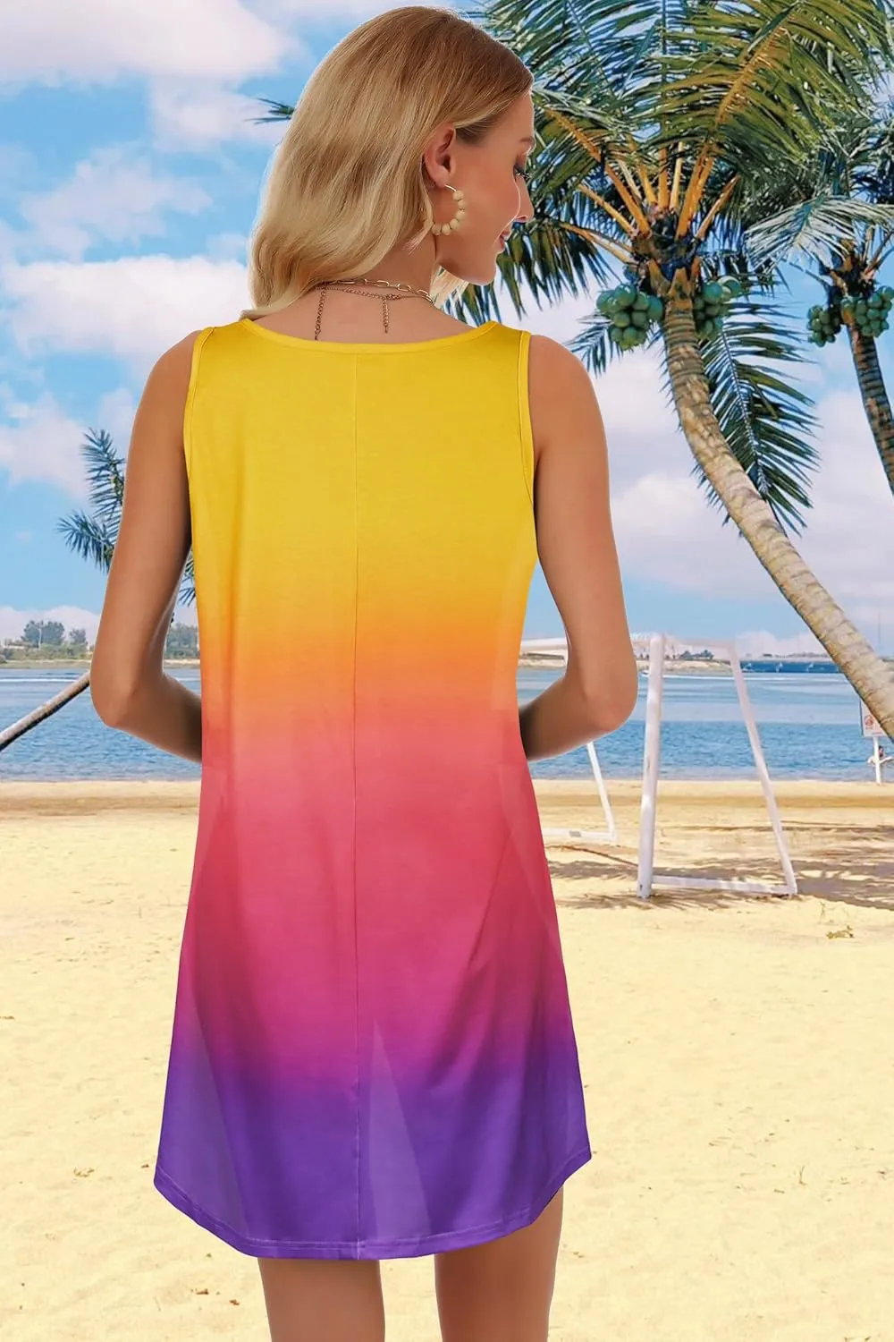 CHICGAL Women's Beach Cover up Summer Dress Casual Sleeveless Tank Sundresses Swimsuit Coverup