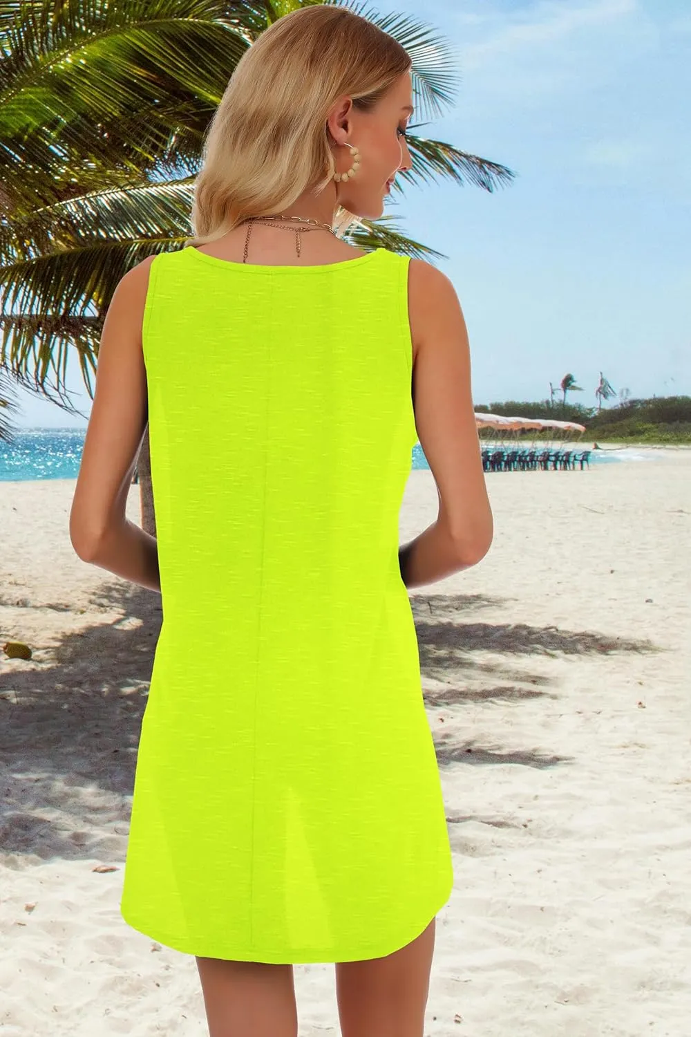 CHICGAL Women's Beach Cover up Summer Dress Casual Sleeveless Tank Sundresses Swimsuit Coverup