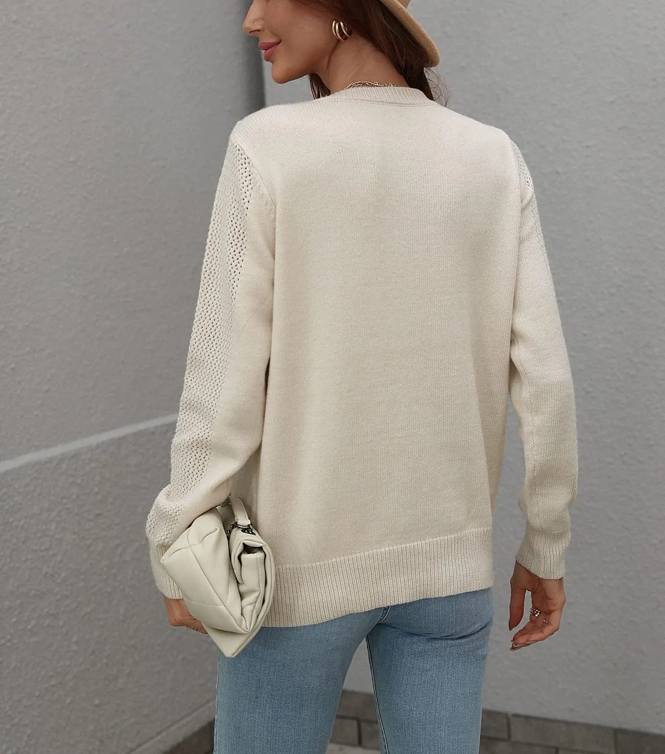 chouyatou Women's Casual Crewneck Fringe Tassel Knitted Pullover Sweater Jumper Tops