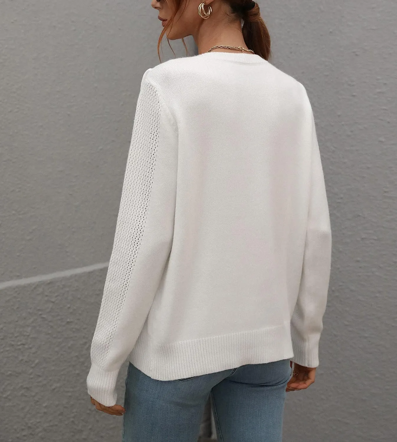 chouyatou Women's Casual Crewneck Fringe Tassel Knitted Pullover Sweater Jumper Tops