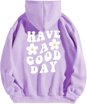 Cioatin Womens Y2K Slogan Letter Graphic Oversized Aesthetic Hoodie Drop Shoulder Fleece Hooded Sweatshirt Pullover