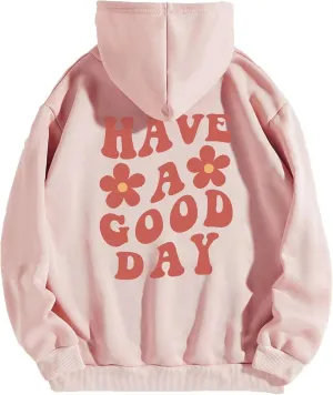 Cioatin Womens Y2K Slogan Letter Graphic Oversized Aesthetic Hoodie Drop Shoulder Fleece Hooded Sweatshirt Pullover