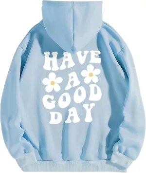 Cioatin Womens Y2K Slogan Letter Graphic Oversized Aesthetic Hoodie Drop Shoulder Fleece Hooded Sweatshirt Pullover