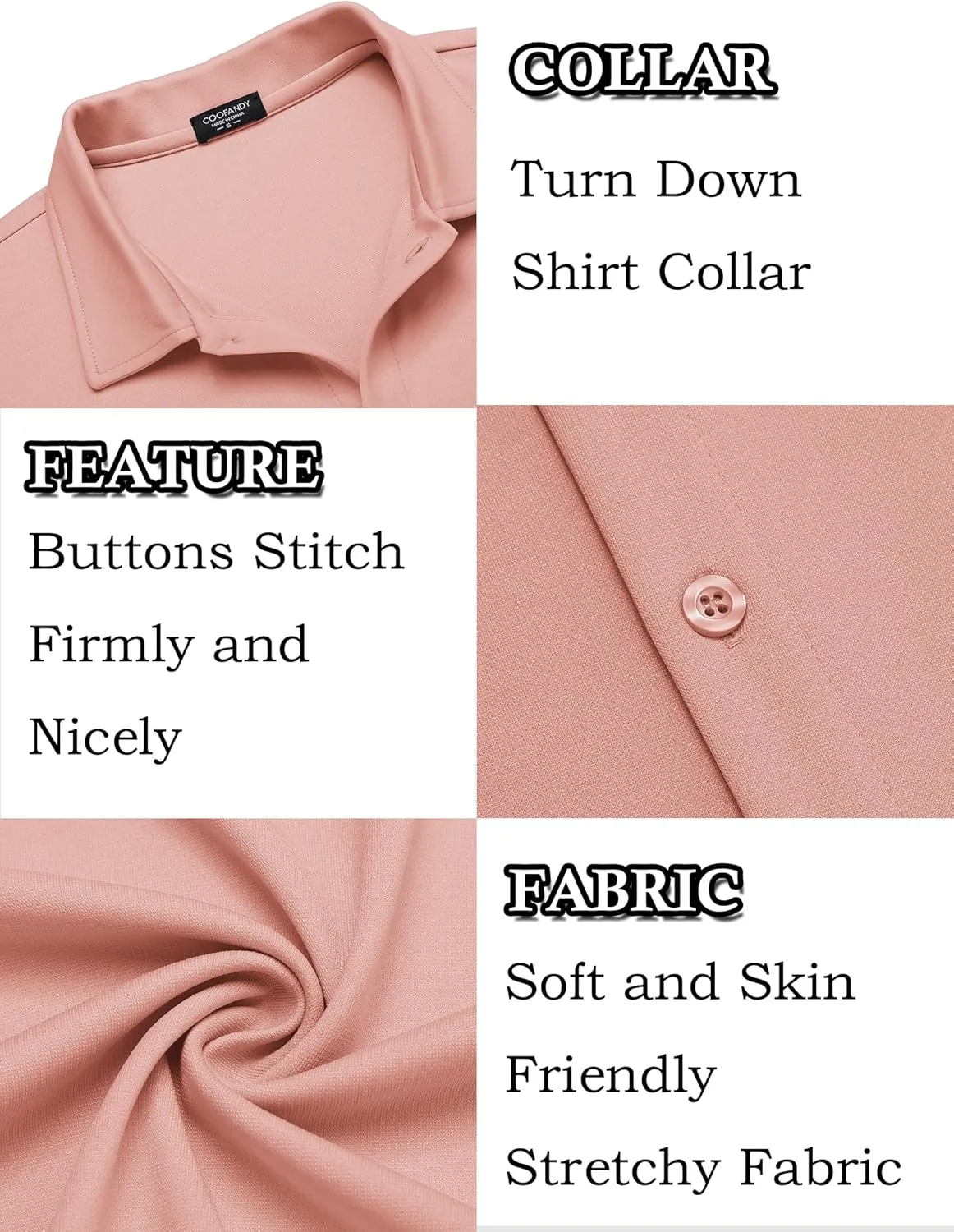 COOFANDY Mens Casual Button Down Shirt Short Sleeve Wrinkle Free Shirts Summer Shirt