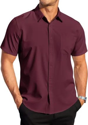 COOFANDY Mens Casual Dress Shirt Short Sleeve Wrinkle Free Dress Shirt Business Casual Shirts