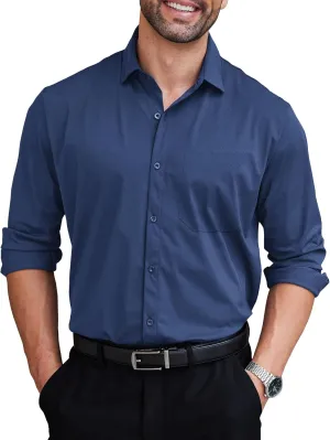 COOFANDY Mens Dress Shirts Long Sleeve Wrinkle Free Shirt Textured Business Casual Button Down Shirt