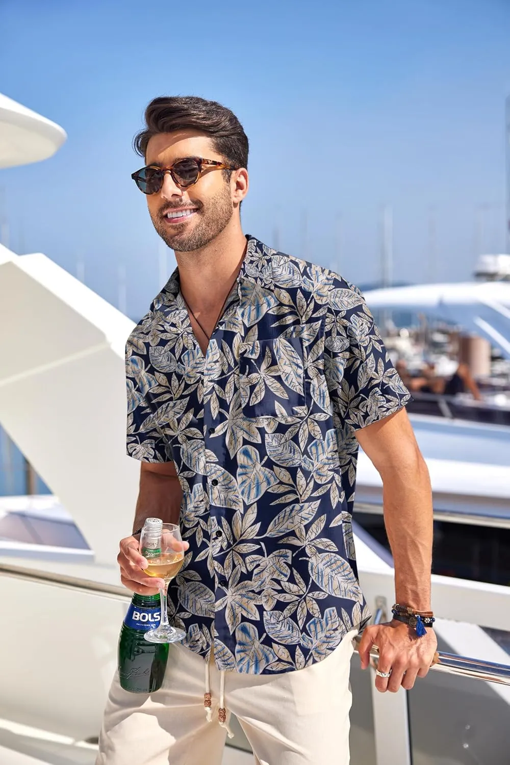 COOFANDY Men's Hawaiian Tropical Shirt Button Down Short Sleeve Vintage Floral Shirt