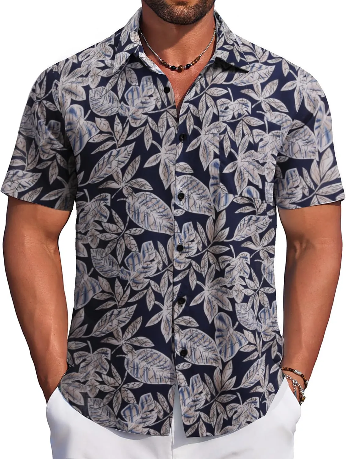 COOFANDY Men's Hawaiian Tropical Shirt Button Down Short Sleeve Vintage Floral Shirt