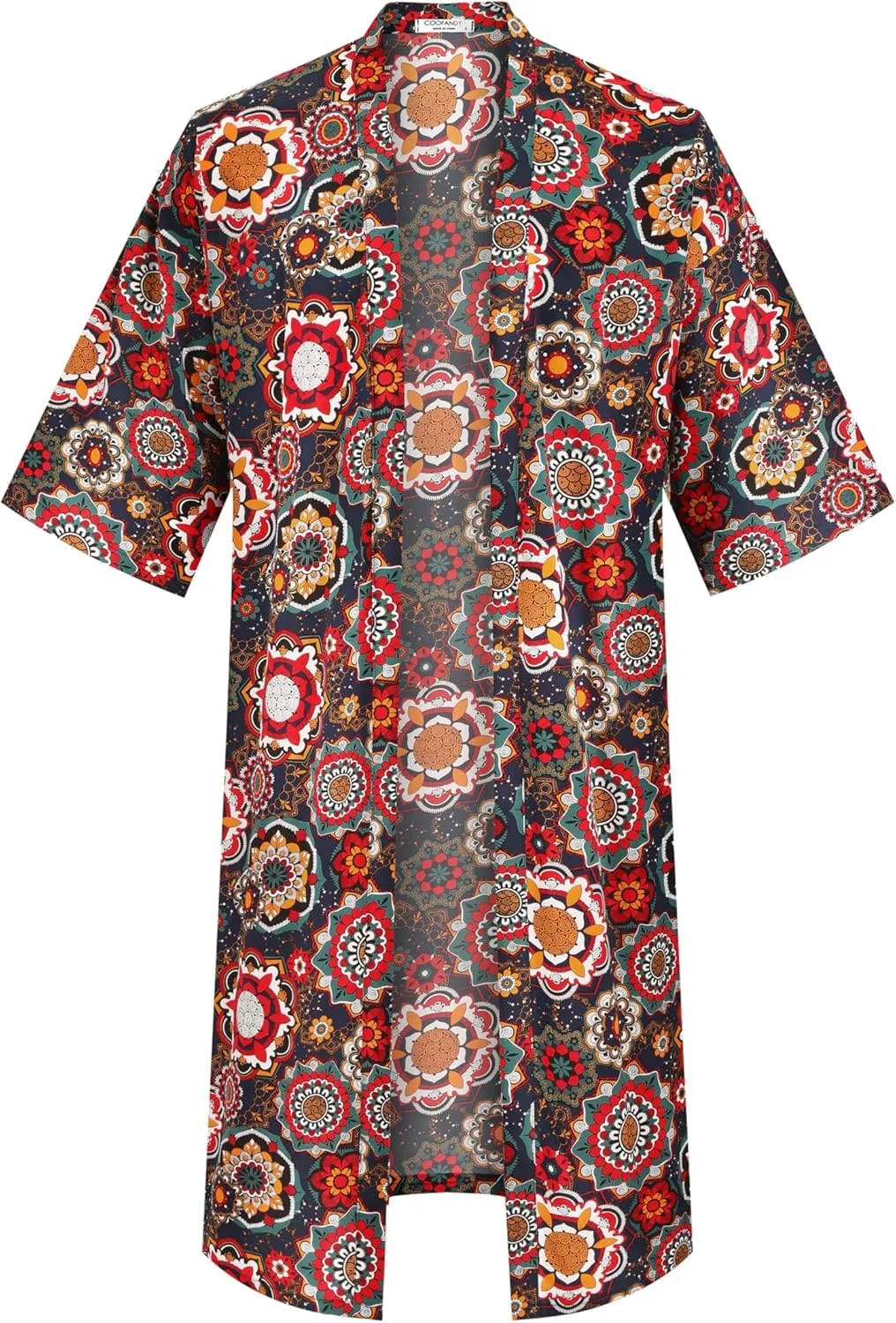 COOFANDY Men's Lightweight Kimono Robe Jacket Printed Japanese Style Bathrobes Casual Open Front Long Cardigan Coat Outwear