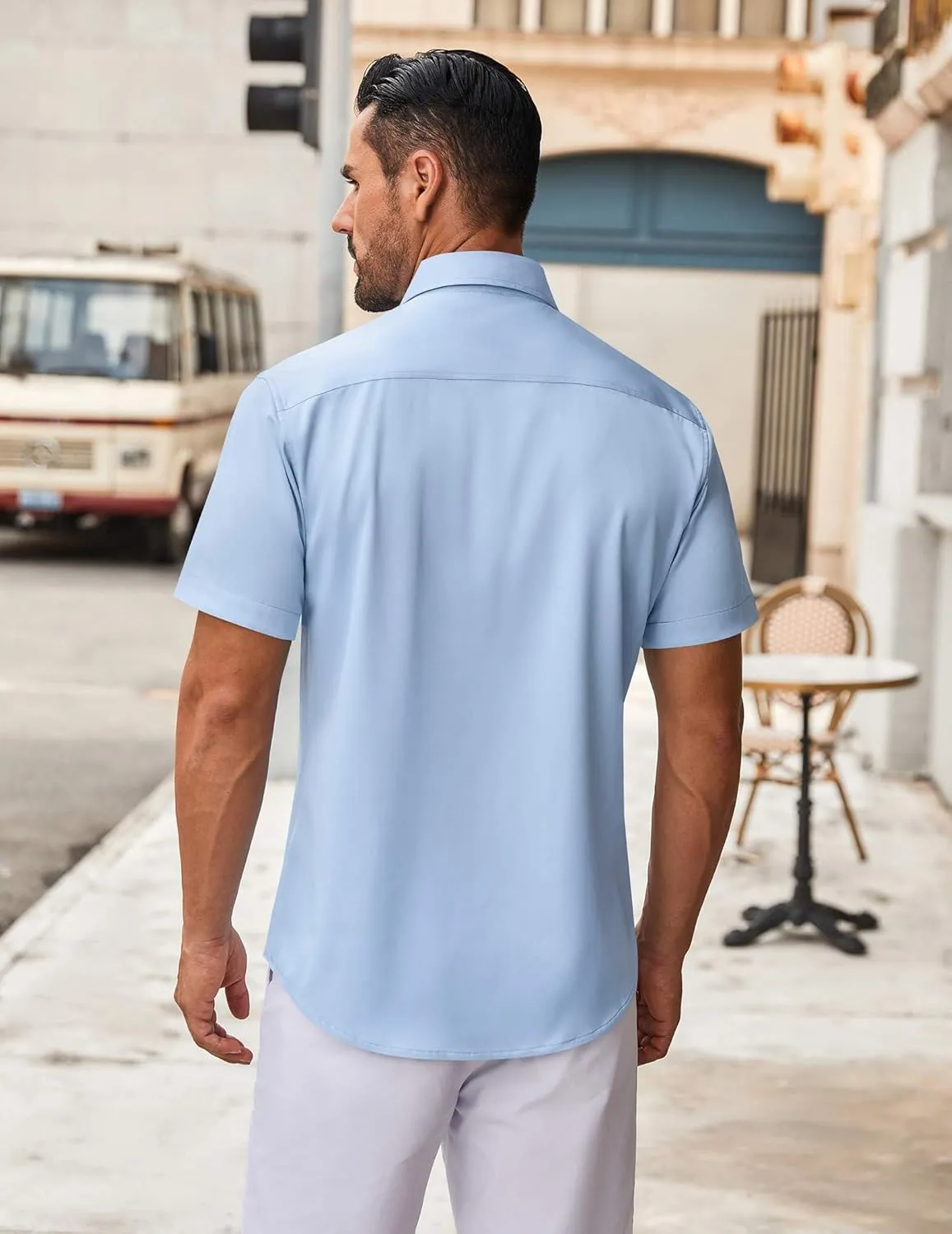 COOFANDY Mens Short Sleeve Button Down Shirt Wrinkle Free Dress Shirts Casual Summer Untucked Shirt