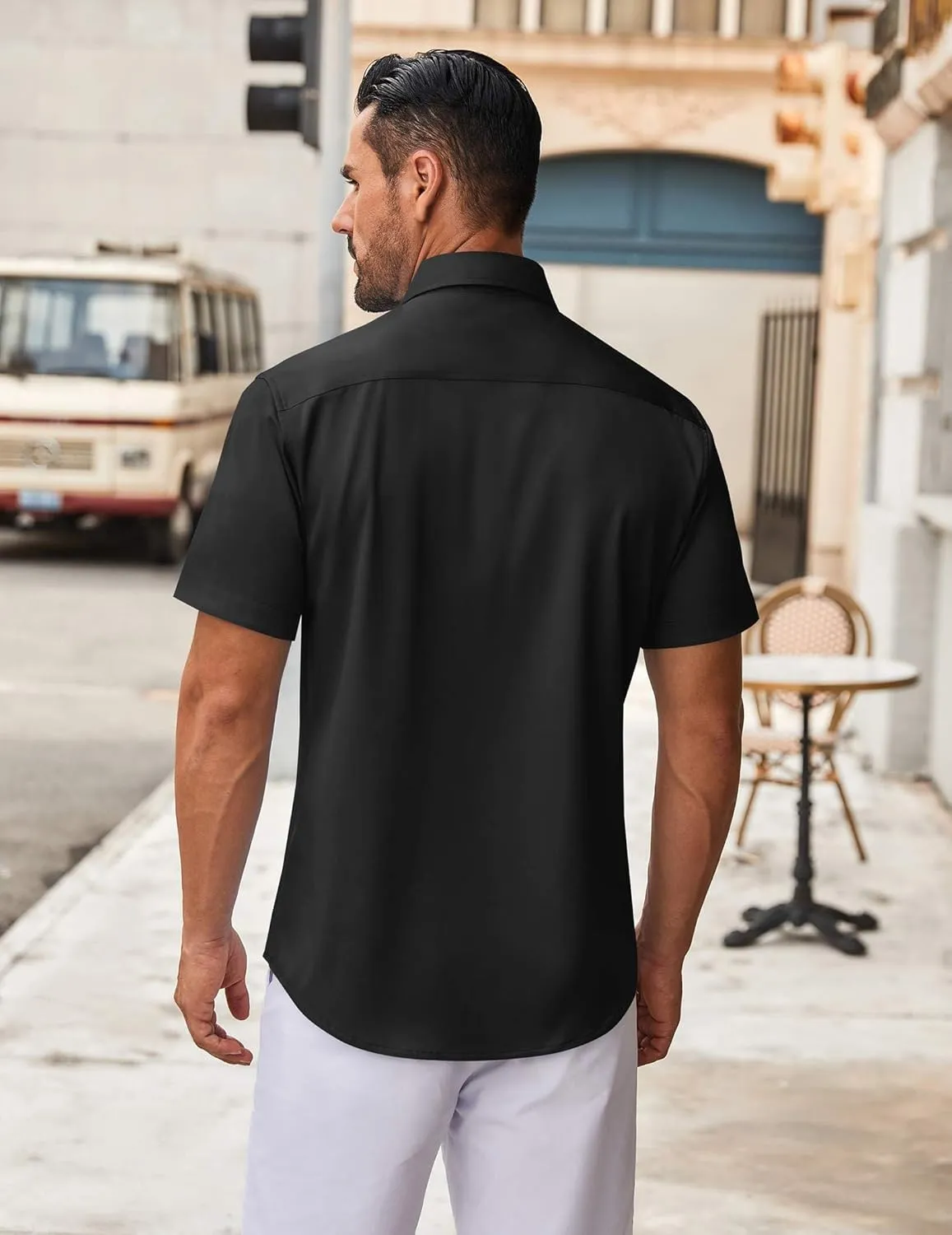 COOFANDY Mens Short Sleeve Button Down Shirt Wrinkle Free Dress Shirts Casual Summer Untucked Shirt