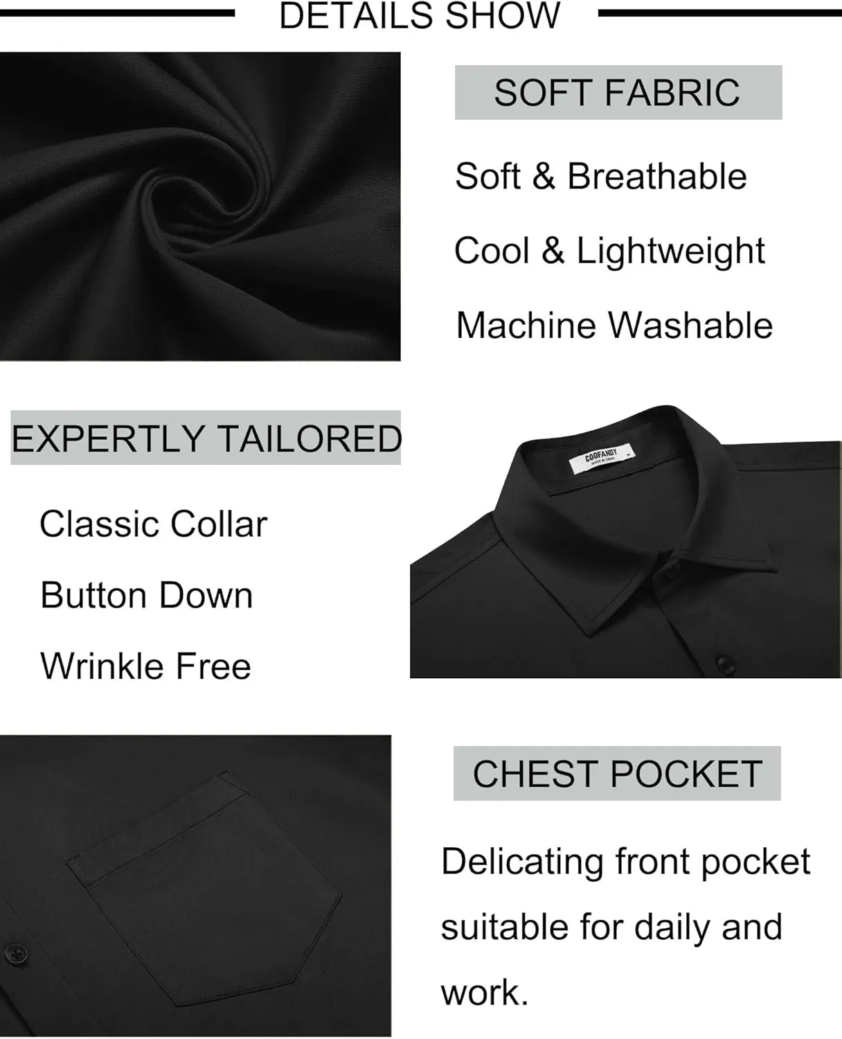 COOFANDY Mens Short Sleeve Button Down Shirt Wrinkle Free Dress Shirts Casual Summer Untucked Shirt