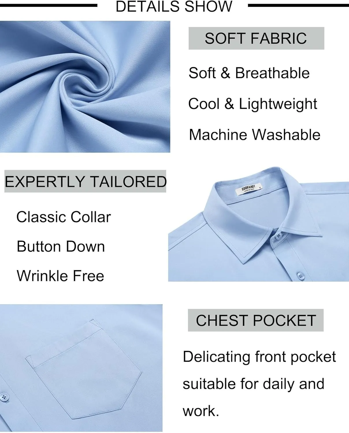COOFANDY Mens Short Sleeve Button Down Shirt Wrinkle Free Dress Shirts Casual Summer Untucked Shirt