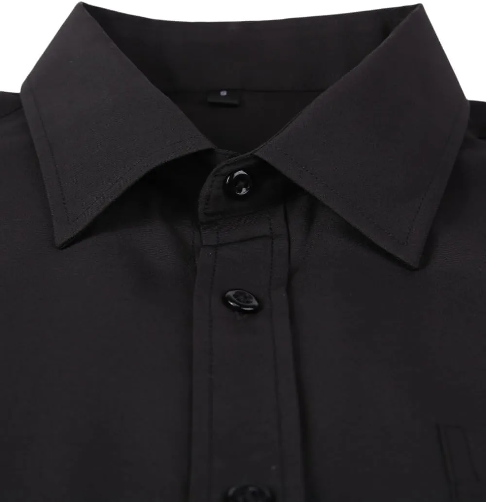corfty Men Long Sleeve Dress Shirt - Regular Fit Stretch Free-Wrinkle Casual Button Down Shirt