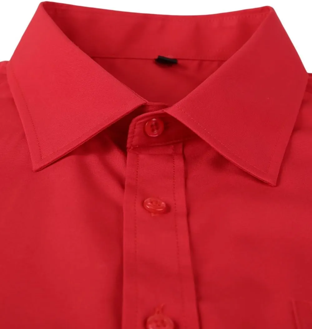 corfty Men Long Sleeve Dress Shirt - Regular Fit Stretch Free-Wrinkle Casual Button Down Shirt
