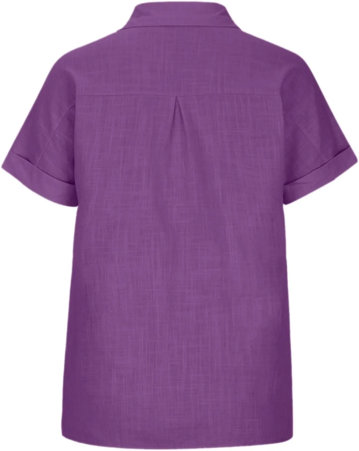 Cotton Linen Button Down Shirts for Women Collared Short Sleeve Work Blouse Trendy Loose Fit Summer Tops with Pocket