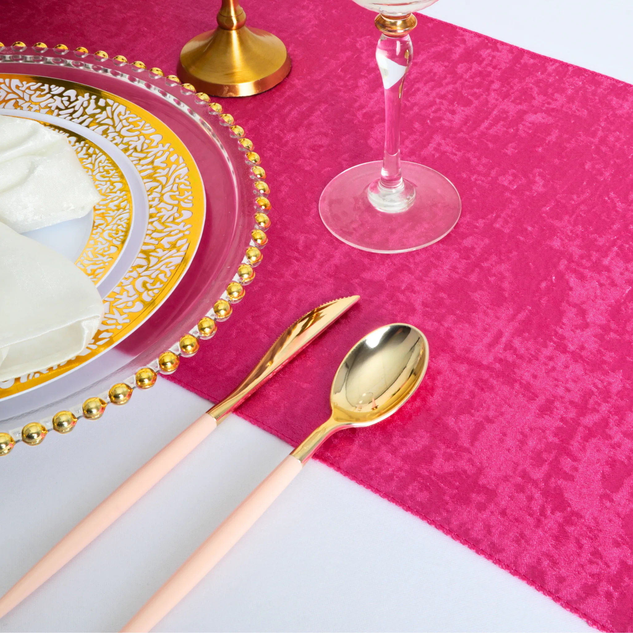 Crinkle Shimmer Table Runner - Fuchsia