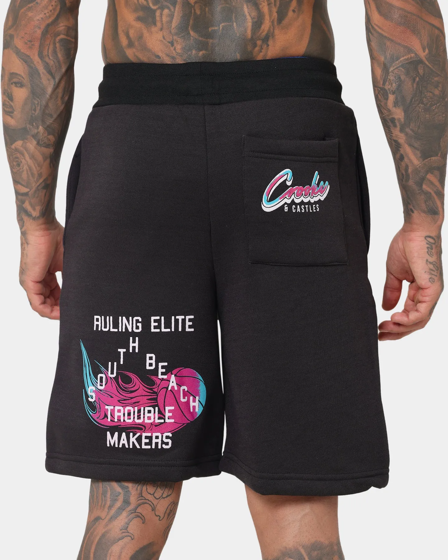 Crooks & Castles Miami Sportek Shorts Black