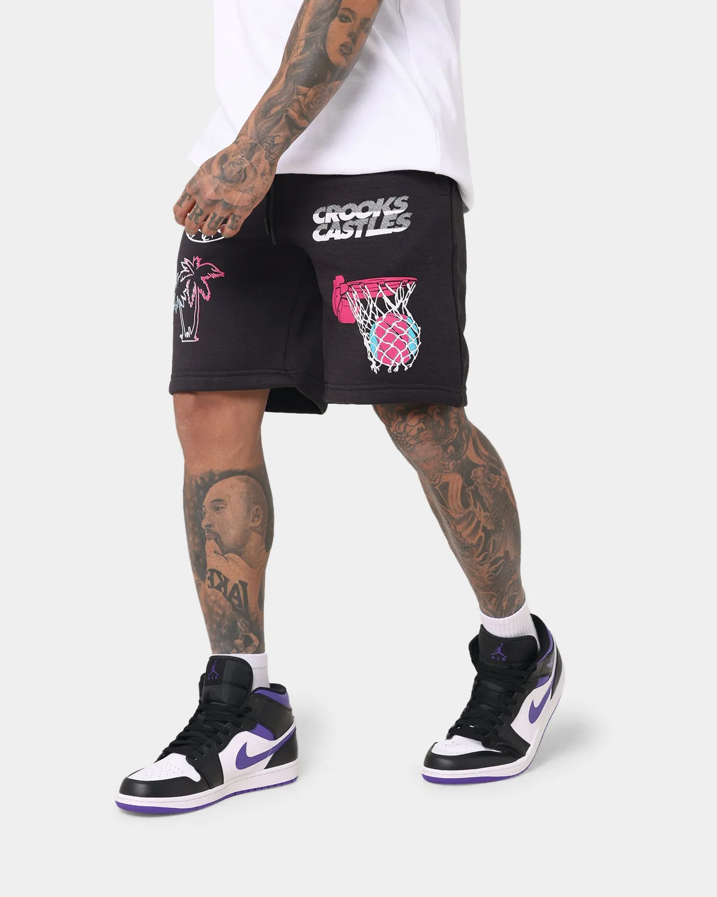 Crooks & Castles Miami Sportek Shorts Black