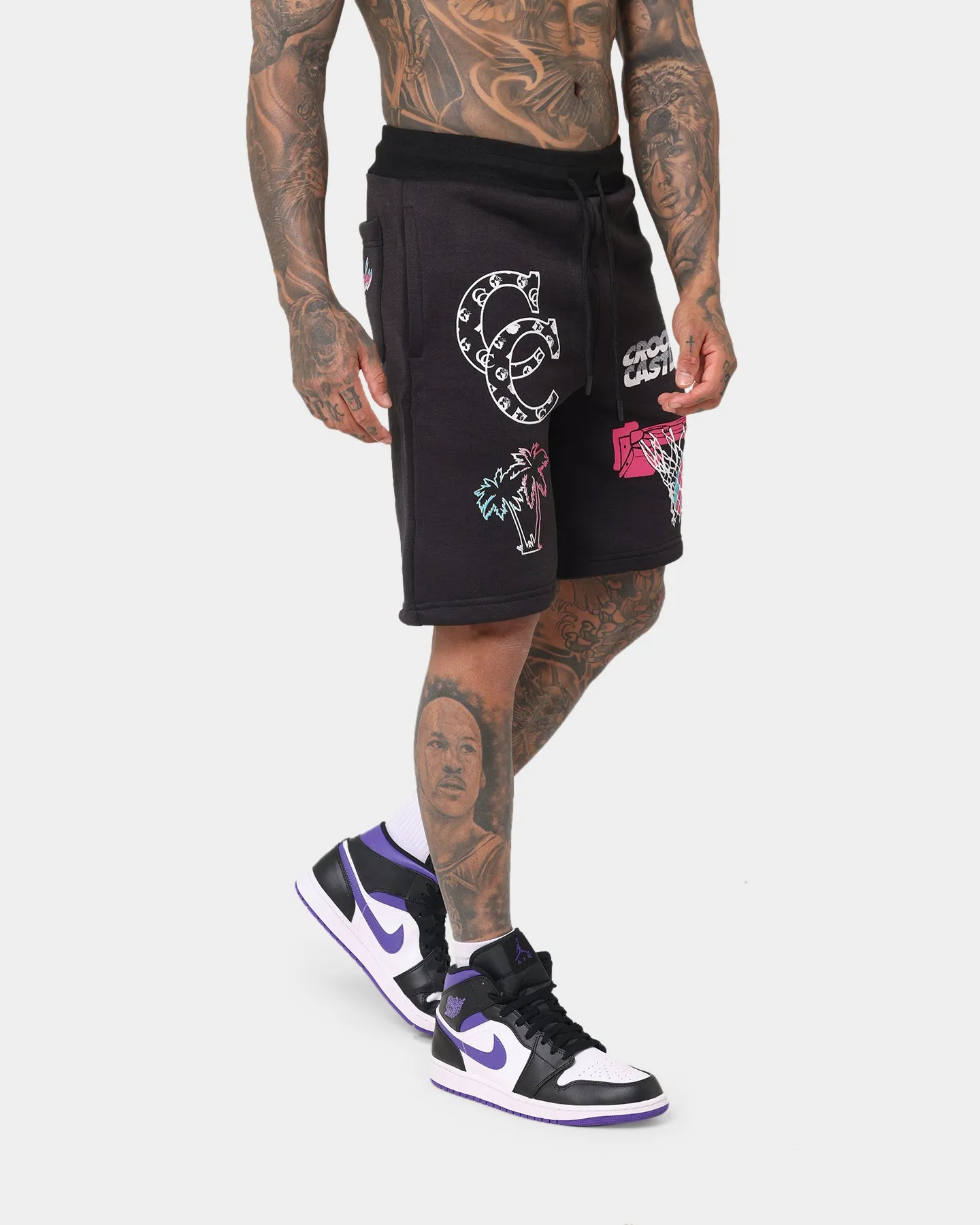 Crooks & Castles Miami Sportek Shorts Black