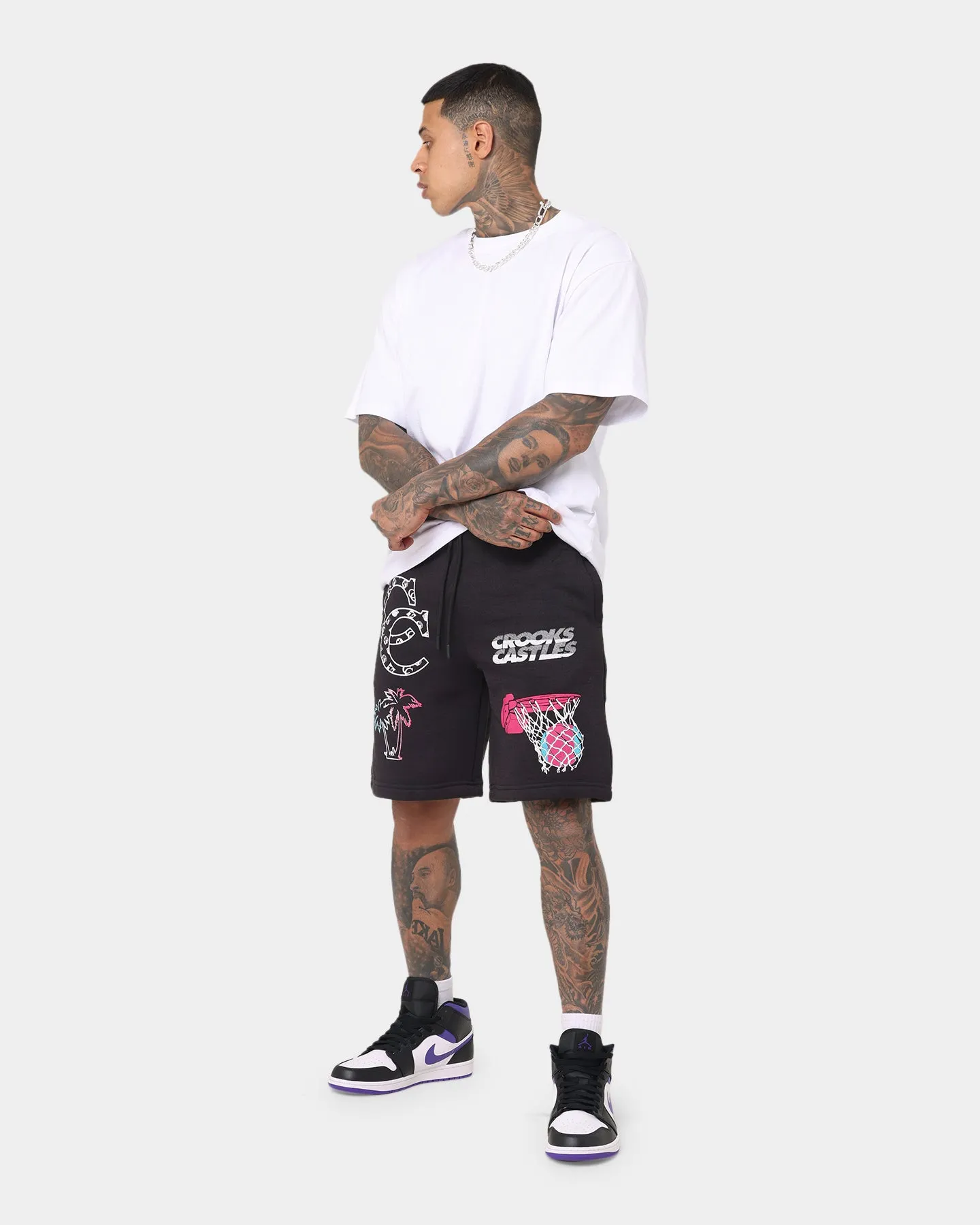 Crooks & Castles Miami Sportek Shorts Black
