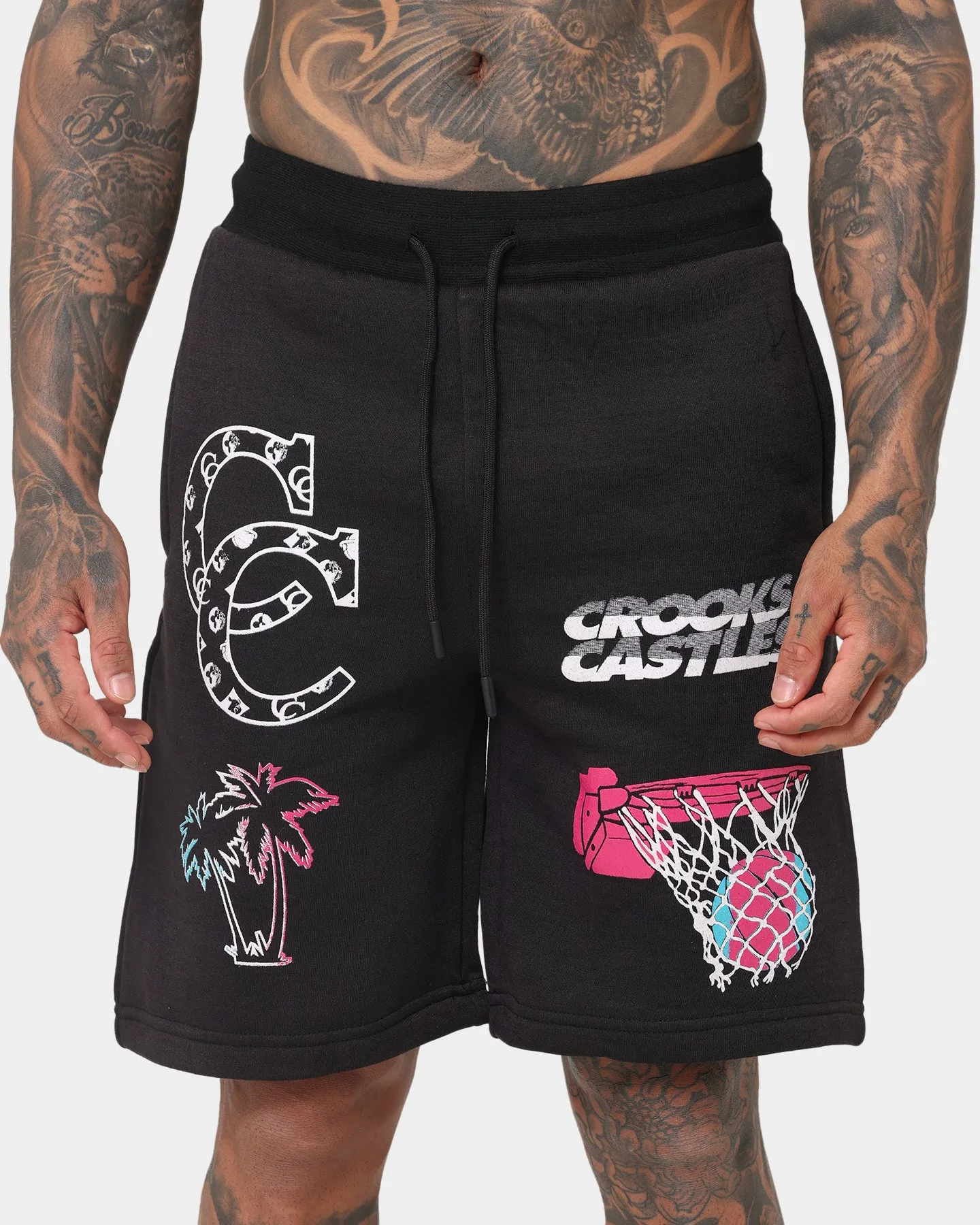 Crooks & Castles Miami Sportek Shorts Black