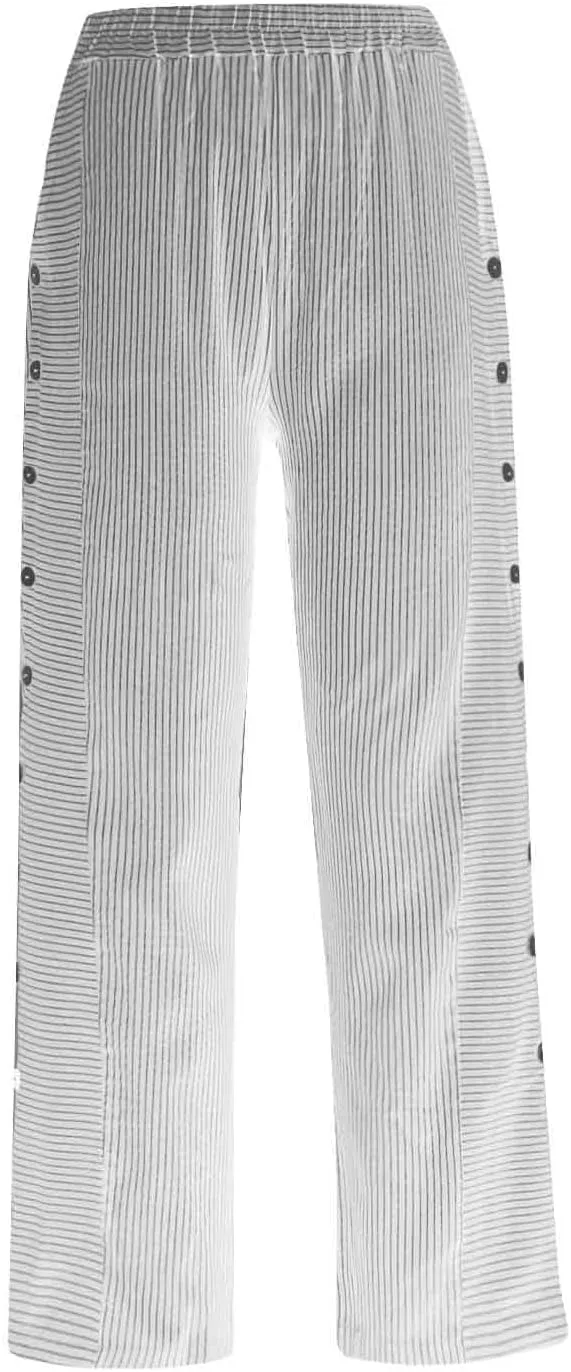 Cropped Pants For Women Elastic Waist Cotton Linen Summer Palazzo Pant Flowy Wide Leg Boho Long Trouser with Pocket