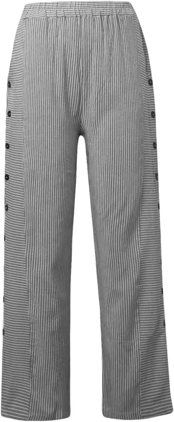 Cropped Pants For Women Elastic Waist Cotton Linen Summer Palazzo Pant Flowy Wide Leg Boho Long Trouser with Pocket