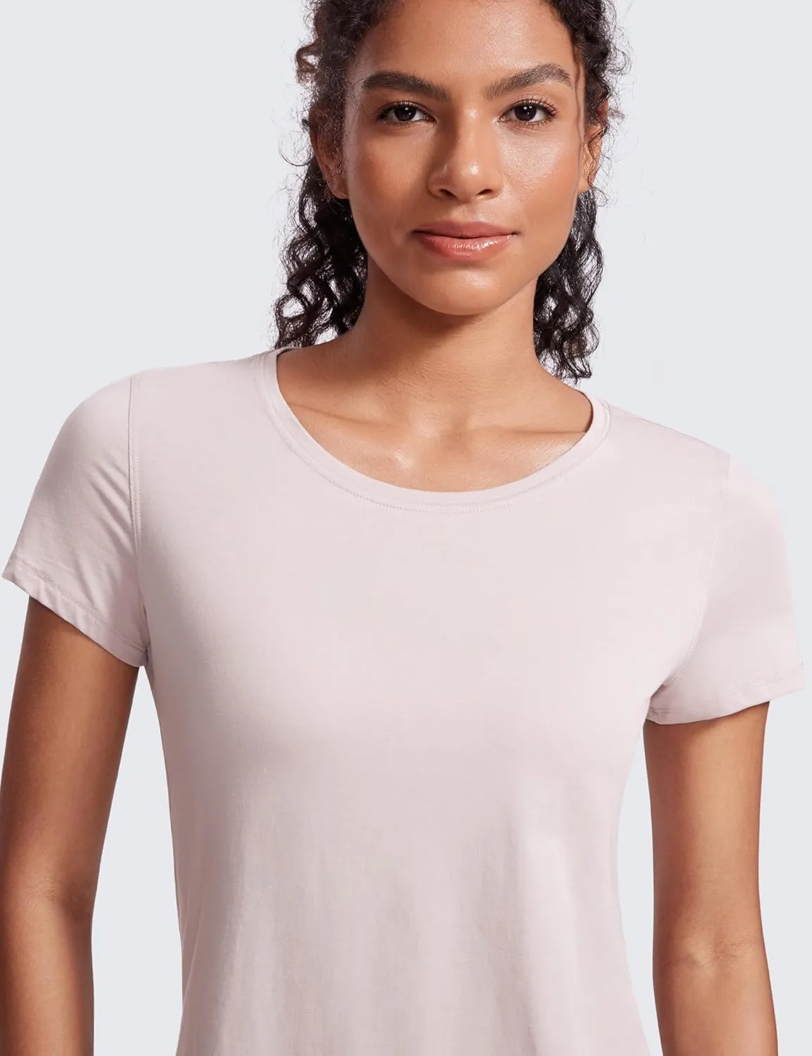 CRZ YOGA Pima Cotton Womens Short Sleeve Shirt Loose Yoga T-Shirt Casual Tops