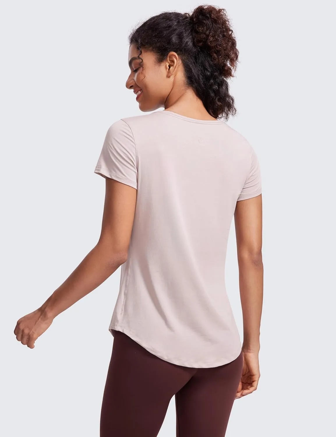 CRZ YOGA Pima Cotton Womens Short Sleeve Shirt Loose Yoga T-Shirt Casual Tops