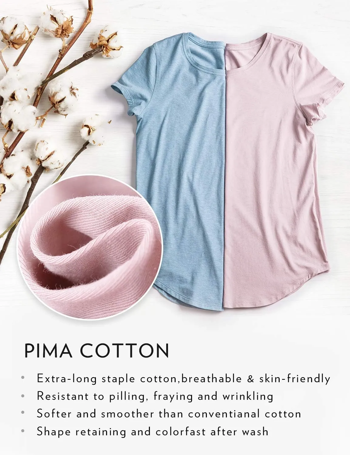 CRZ YOGA Pima Cotton Womens Short Sleeve Shirt Loose Yoga T-Shirt Casual Tops