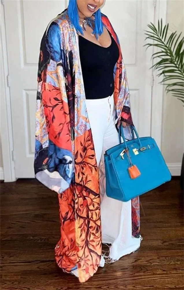 cu4eve Summer Cardigan For Women Lightweight Satin Open Front Long Kimono Swimsuit Cover Ups Silk Robe Plus Size