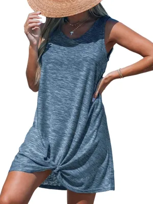 CUPSHE Womens Swimsuit Coverup Sleeveless Swimwear Beach Cover Ups Sheer Twisted Basic Tank Dress