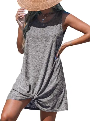 CUPSHE Womens Swimsuit Coverup Sleeveless Swimwear Beach Cover Ups Sheer Twisted Basic Tank Dress