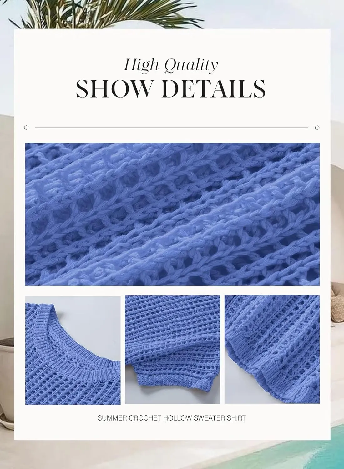 Dokotoo Womens Summer Scoop Neck Short Sleeve Sweater Casual Crochet Hollow Out Knit Tops Pullover Shirts Beach Coverup