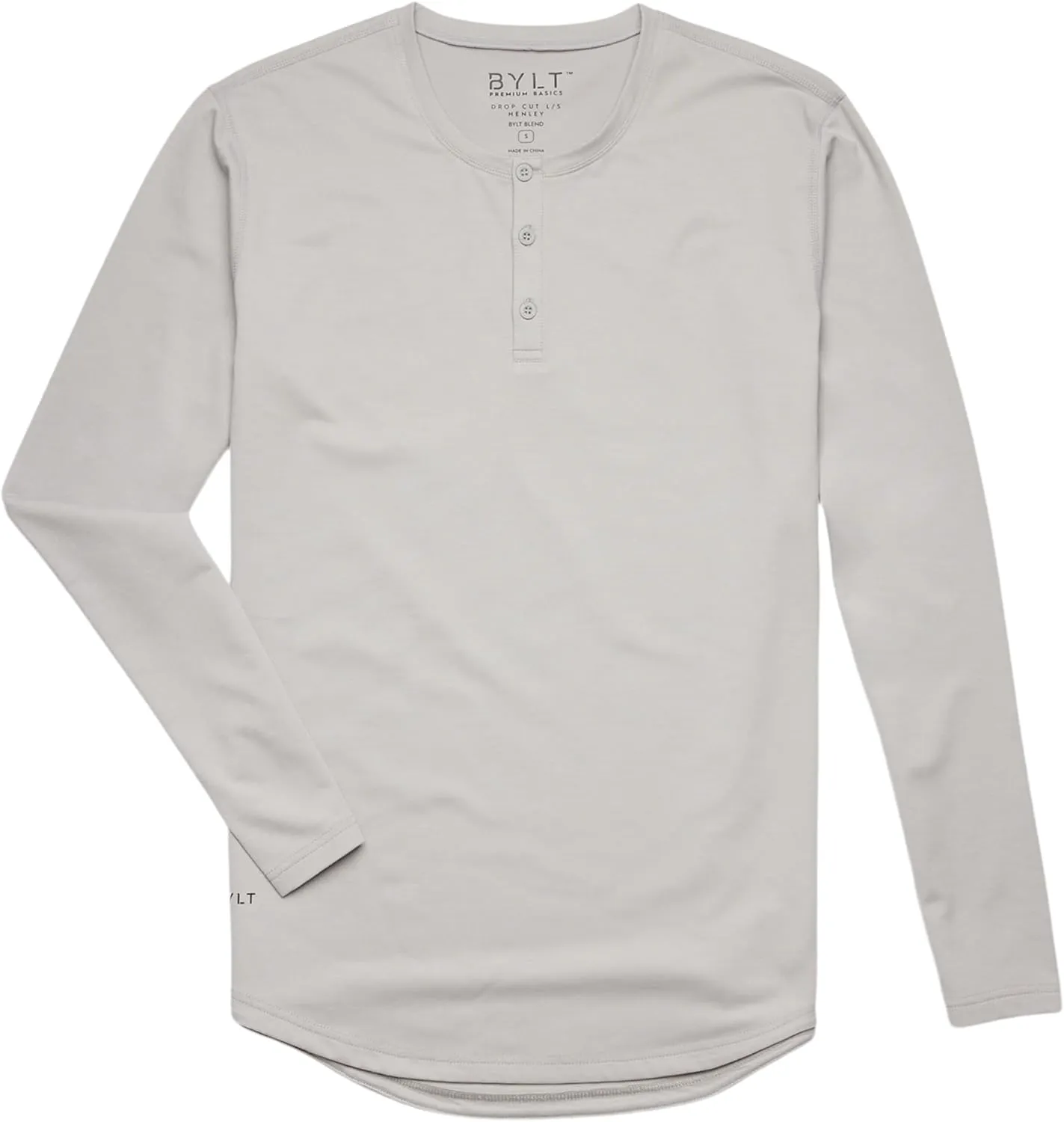 Drop-Cut Henley Long Sleeve Men's Shirt, 3-Button Closure, Long Sleeve, Casual T-Shirt