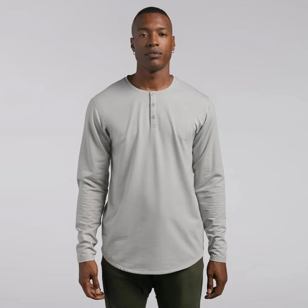Drop-Cut Henley Long Sleeve Men's Shirt, 3-Button Closure, Long Sleeve, Casual T-Shirt