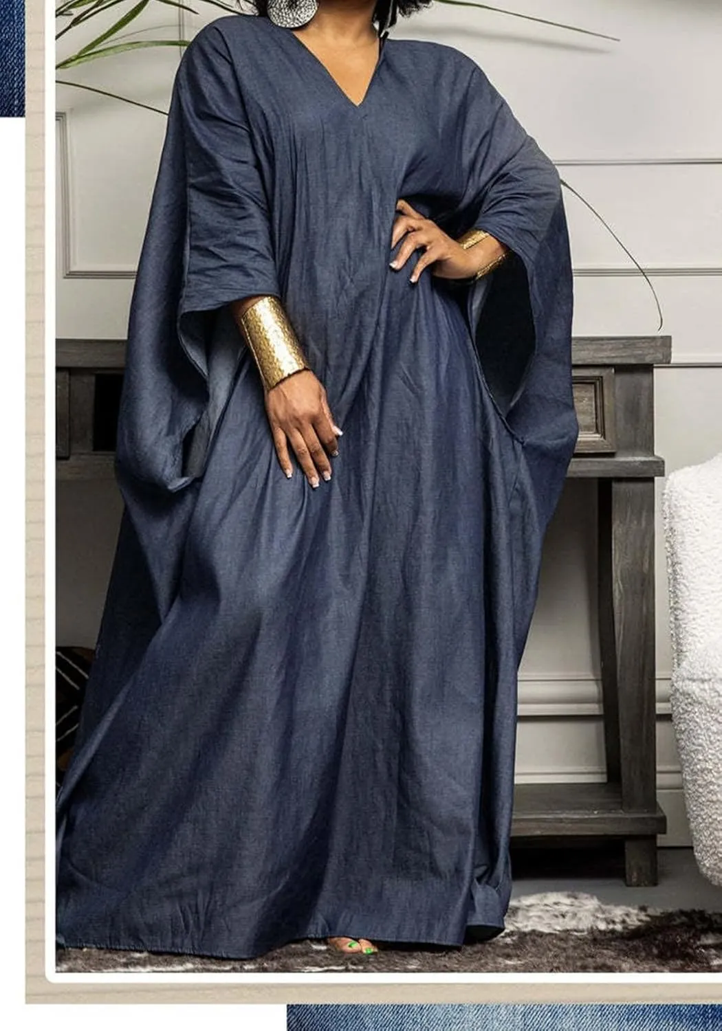 Ecirod Plus Size Caftans for Women Kaftan Dresses Long Sleeve Maxi Dress Long Robe Cover Up