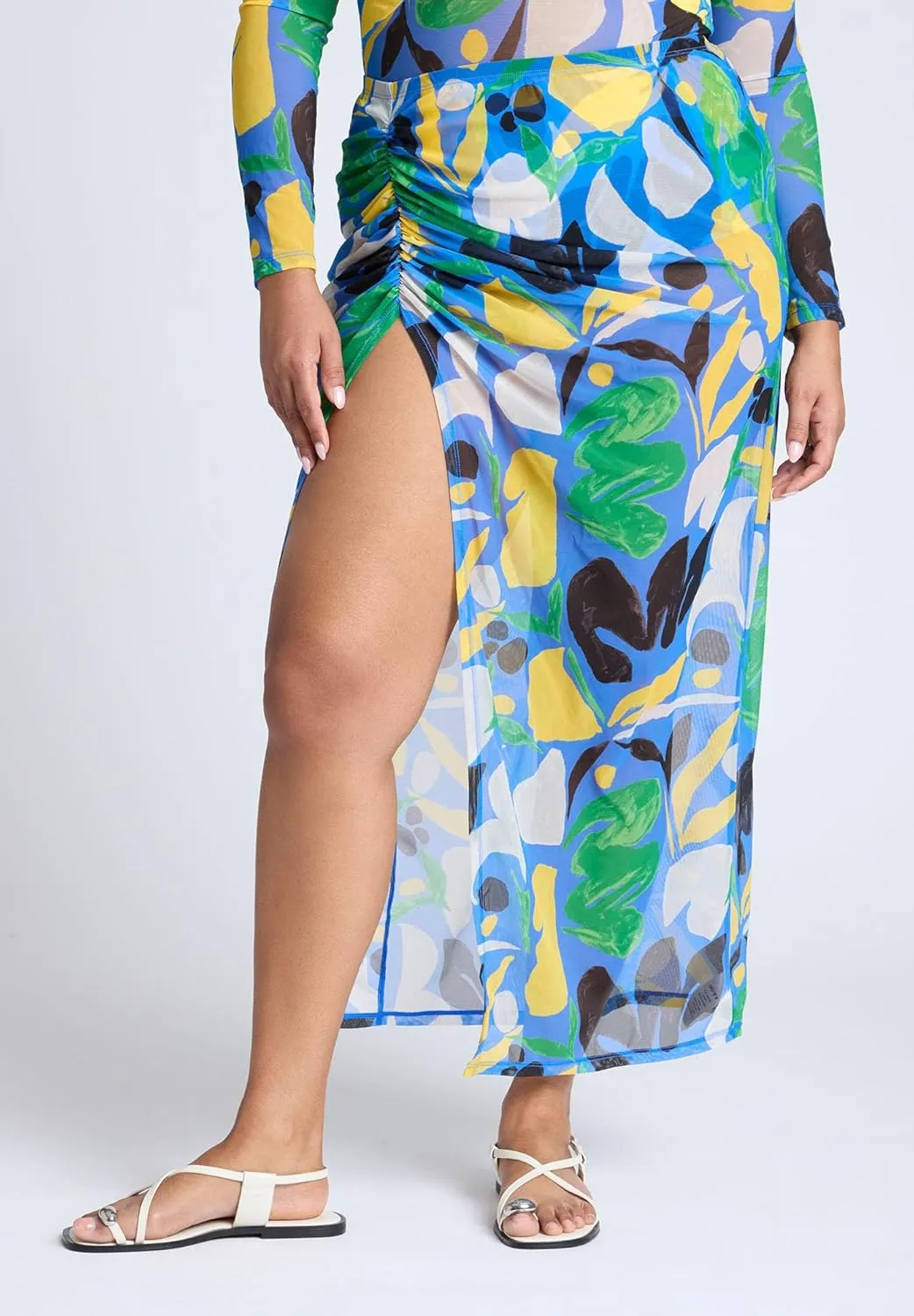 ELOQUII Women's Plus Size Mesh Maxi Skirt Coverup