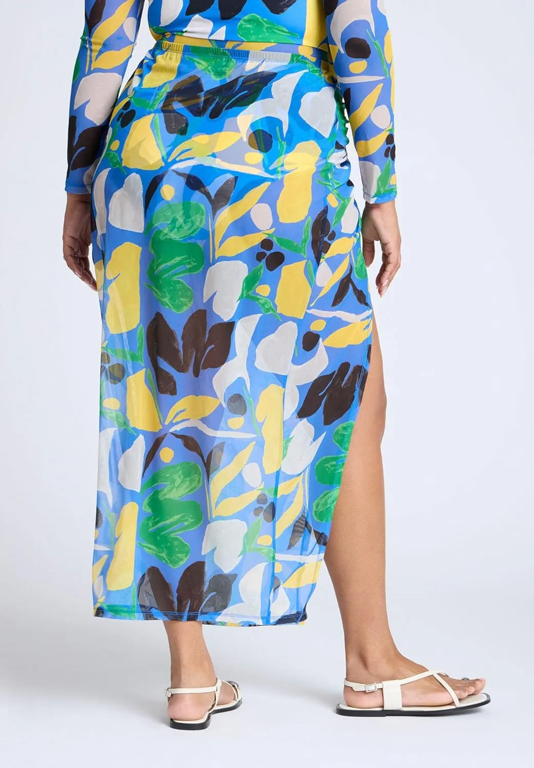 ELOQUII Women's Plus Size Mesh Maxi Skirt Coverup